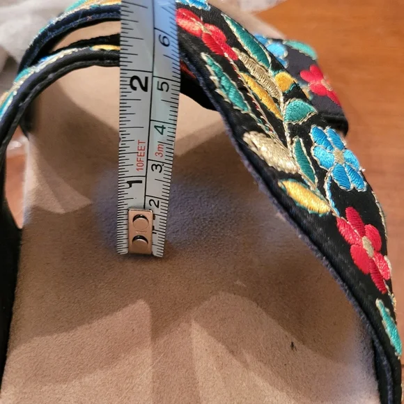 Pierre Dumas embroidered flowers platform black espadrille sandals vacation 10 - Picture 14 of 14